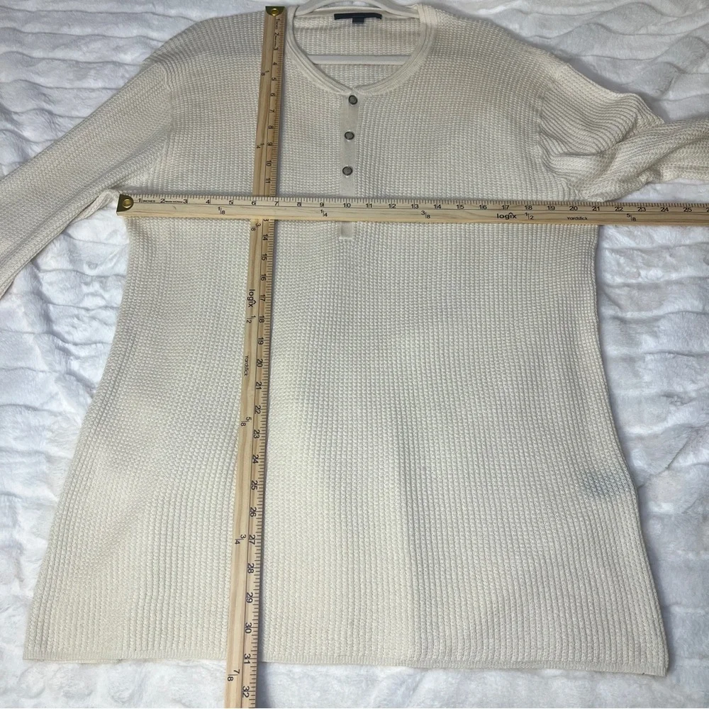John Varvatos Men's Ivory Cream Silk Cashmere Waffle Knit Pullover Henley SZ XXL